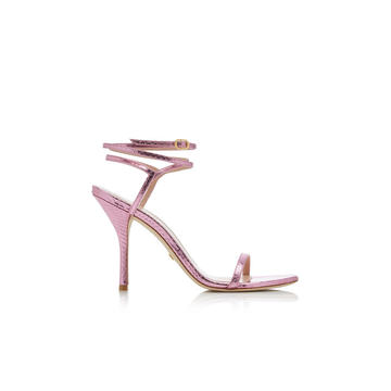 Merinda Metallic Snake-Effect Leather Sandals