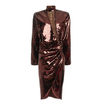 Wrap-Effect Sequined Dress