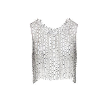 Cropped Crystal-Detailed Top