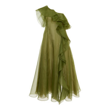 Ruffled Silk Midi Dress
