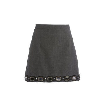 Embroidered Wool Mini Skirt