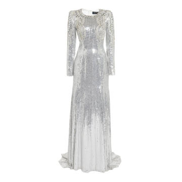 Valenti Crystal-Embellished Sequined Gown