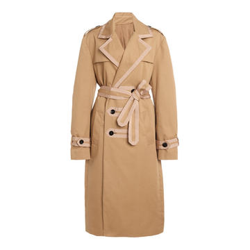 Logo-Print Gabardine Double-Breasted Trench Coat