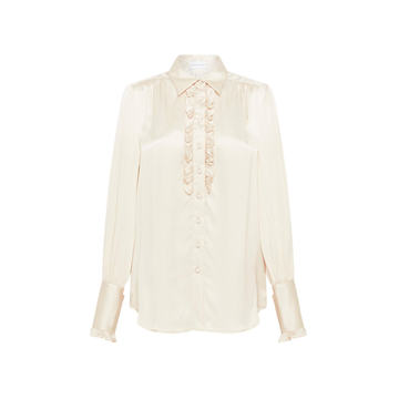 Molly Ruffled Satin Tuxedo Shirt