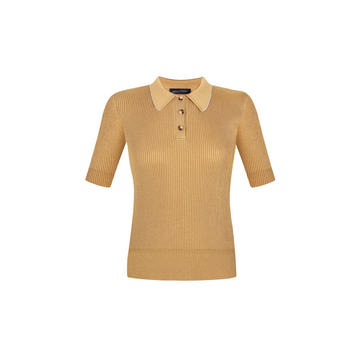 Ribbed-Knit Polo Top