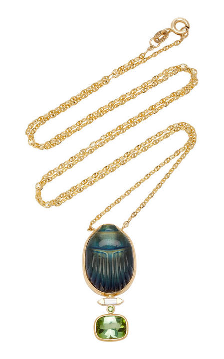 Scarab 14K Yellow-Gold Labradorite Pendant Necklace展示图