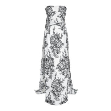 Floral Fil Coup�� Crepe Strapless Column Gown