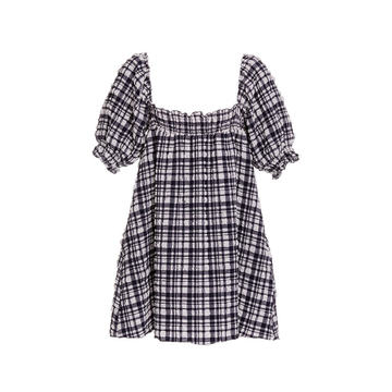 Gingham Seersucker Babydoll Dress