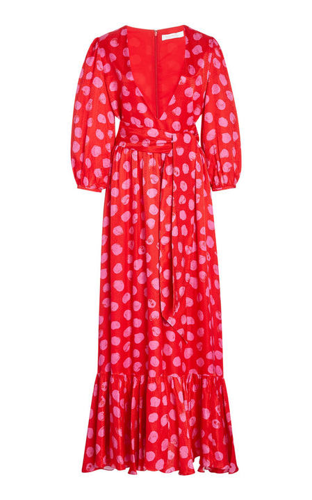 Ariel Polka-Dot Satin-Jacquard Maxi Dress展示图