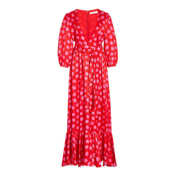 Ariel Polka-Dot Satin-Jacquard Maxi Dress