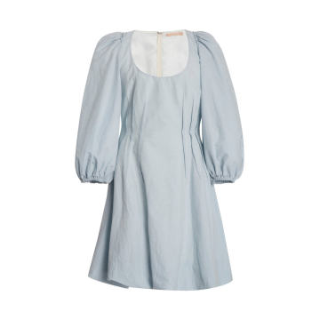 Pleated Cotton-Blend Mini Dress