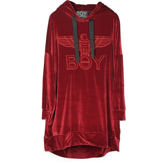 Ruby Red Eagle Chenille Hooded Long Dress展示图