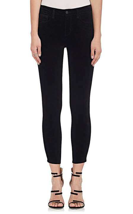 Margot Tuxedo-Striped Velvet Skinny Jeans展示图