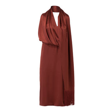 Elle Draped Silk-Satin Midi Dress