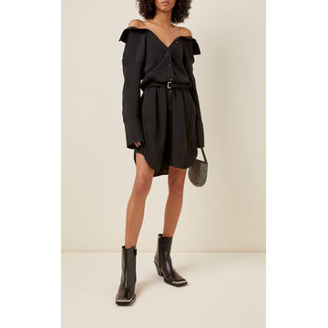 Shrugged Off Silk Mini Shirt Dress