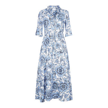 Kasia Printed Linen Shirt Dress