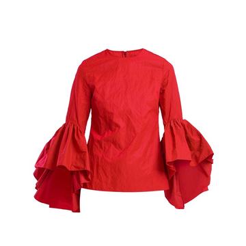 Oyster bell-sleeve cotton top