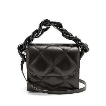 Oversized curb-chain quilted leather shoulder bag