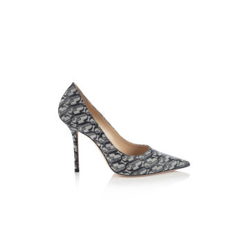 Love Printed Glittered Leather Pumps