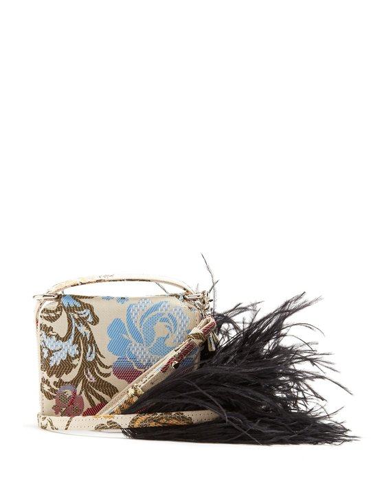 Feather strap floral-jacquard cross-body bag展示图
