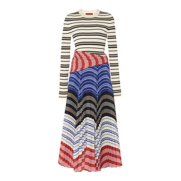 Specialorder-Woodbine Striped Pliss�� Midi Dress-AP