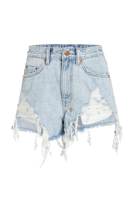 Rise N Hi Distressed Denim Shorts展示图