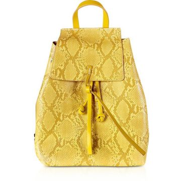 Sun Yellow Python Embossed Backpack