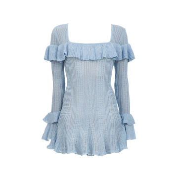 Ruffled Lurex-Knit Mini Dress