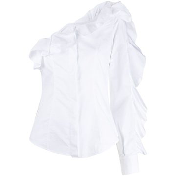 ruffled one shoulder shirt