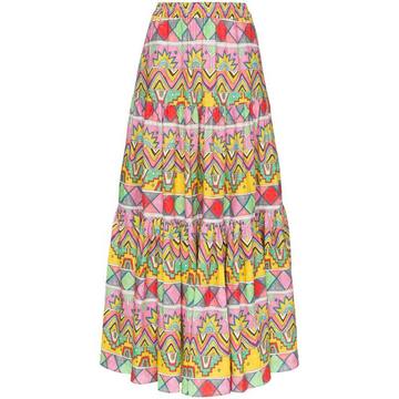 aztec print linen maxi skirt