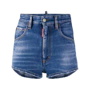 woven back denim shorts