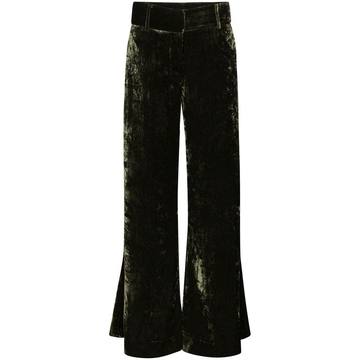 Panne crushed-velvet wide-leg trousers