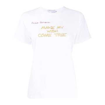slogan embroidery cotton T-shirt