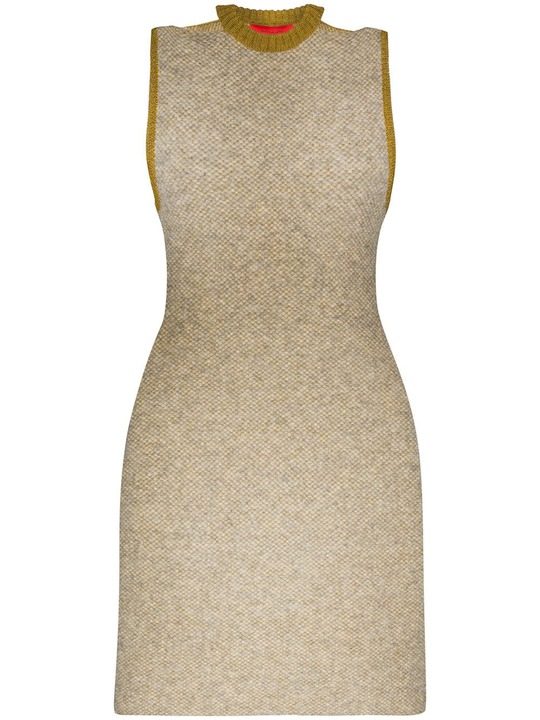 two-tone cut-out neck mini dress展示图