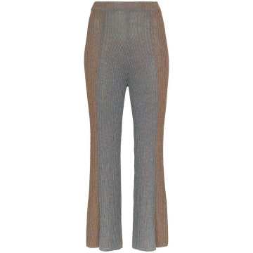 pleated kick flare cropped knit trousers