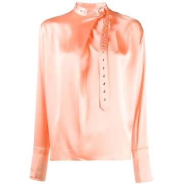 silk belted collar blouse