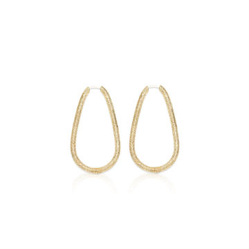 18K Yellow Gold Large Drop Hoop Earrings