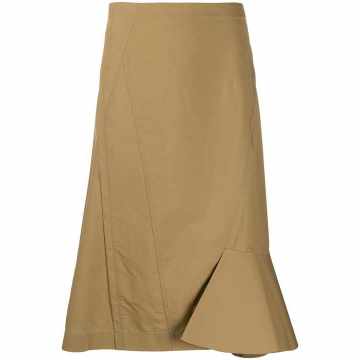 high-waisted asymmetric ruffled skirt