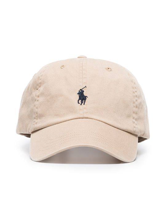 beige logo embroidered cotton cap展示图