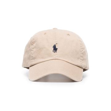 beige logo embroidered cotton cap