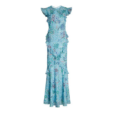 Tamara Ruffled Printed Silk-Chiffon Maxi Dress