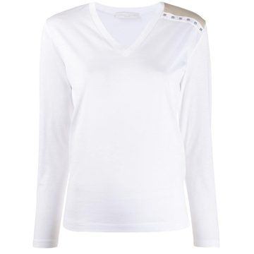 shoulder-stud v-neck top