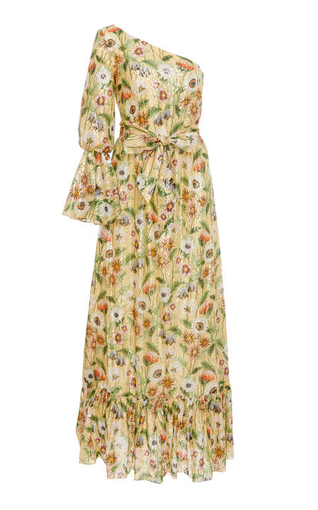 Regina Cold-Shoulder Printed Silk-Blend Maxi Dress展示图