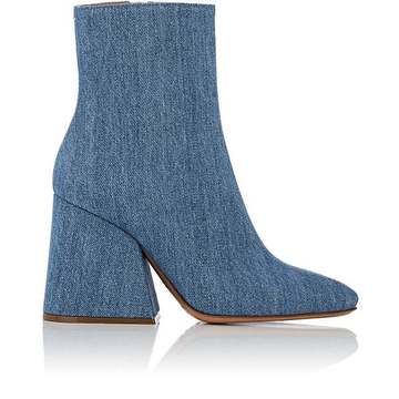 Angled-Heel Denim Ankle Boots