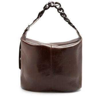 Oversized curb-chain leather bag