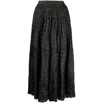 polka dot print creased skirt