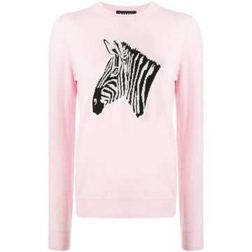 zebra motif crewneck jumper