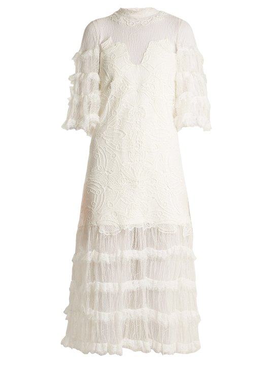 Contrast-panel tiered lace dress展示图