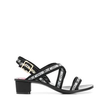 logo tape low heel sandals