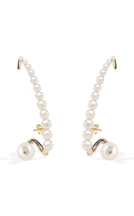 18K Yellow Gold Pearl Crescendo Earring展示图